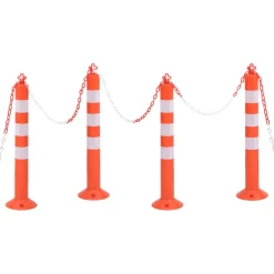 vidaXL Verkeerspalen met ketting 4 st 75 cm PE