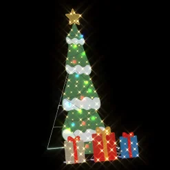 vidaXL Verlichte Kerstboom met 3 Cadeau Dozen 2D Warm Wit Meerkleurig