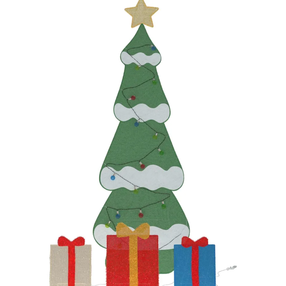 vidaXL Verlichte Kerstboom met 3 Cadeau Dozen 2D Warm Wit Meerkleurig