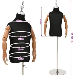 vidaXL Verstelbare 120-150 cm Mannequin met Basis Uniseks PP Zwart