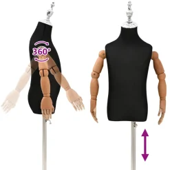 vidaXL Verstelbare 120-150 cm Mannequin met Basis Uniseks PP Zwart