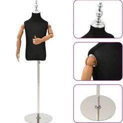 vidaXL Verstelbare 120-150 cm Mannequin met Basis Uniseks PP Zwart