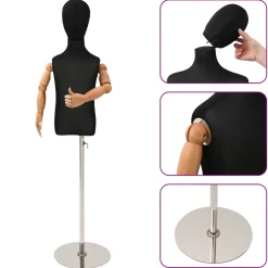 vidaXL Verstelbare 120-150 cm Mannequin met Basis Uniseks PP Zwart