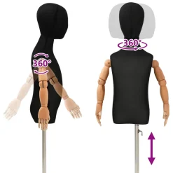 vidaXL Verstelbare 120-150 cm Mannequin met Basis Uniseks PP Zwart