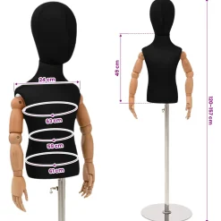 vidaXL Verstelbare 120-157 cm Mannequin met Basis Uniseks PP Zwart