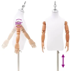 vidaXL Verstelbare 120-150 cm Mannequin met Basis Uniseks PP Wit
