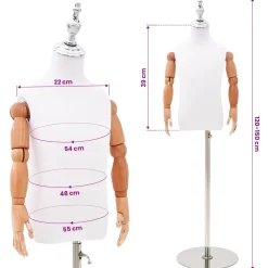 vidaXL Verstelbare 120-150 cm Mannequin met Basis Uniseks PP Wit