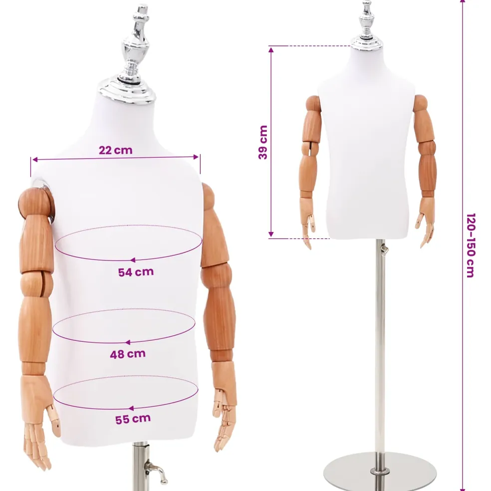 vidaXL Verstelbare 120-150 cm Mannequin met Basis Uniseks PP Wit