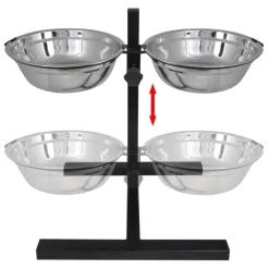 vidaXL Verstelbare dubbele honden / katten voederbak (2 x 4,1L RVS bakken)