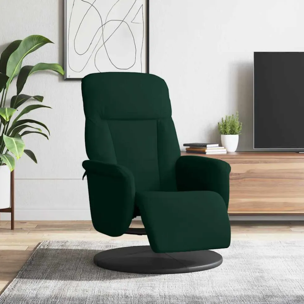 vidaXL Verstelbare fauteuil met voetensteun fluweel donkergroen