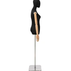 vidaXL Verstelbare mannequin van 165-213 cm met voet Vrouw PP Zwart