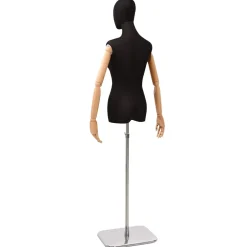 vidaXL Verstelbare mannequin van 165-213 cm met voet Vrouw PP Zwart