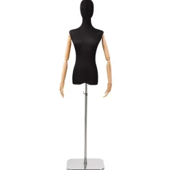 vidaXL Verstelbare mannequin van 165-213 cm met voet Vrouw PP Zwart