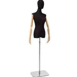 vidaXL Verstelbare mannequin van 165-213 cm met voet Vrouw PP Zwart
