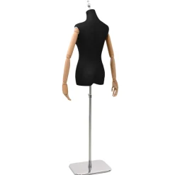vidaXL Verstelbare mannequin van 165-213 cm met voet Vrouw PP Zwart
