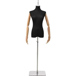 vidaXL Verstelbare mannequin van 165-213 cm met voet Vrouw PP Zwart