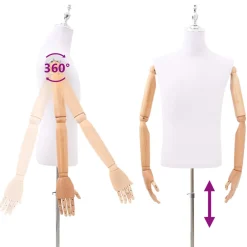 vidaXL Verstelbare mannequin van 170-218 cm met voet Man PP Wit