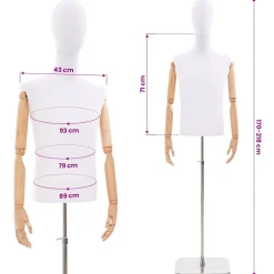 vidaXL Verstelbare mannequin van 170-218 cm met voet Man PP Wit