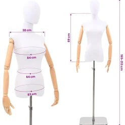 vidaXL Verstelbare mannequin van 165-213 cm met voet Vrouw PP Wit