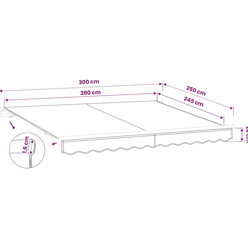 vidaXL Vervangingsdoek voor luifel 300x250 cm polyester grijs