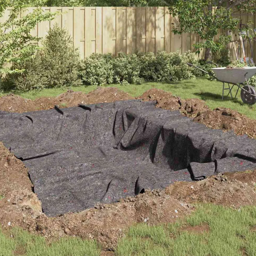 vidaXL Vijver Vlies 1 x 10 m Polyester en Katoen Grijs