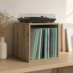 vidaXL Vinyl Album Doos Artisanaal eiken 37 x 36,5 x 38 cm