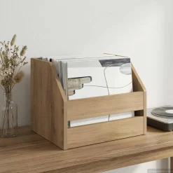 vidaXL Vinyl Album Doos Artisanaal eiken 38 x 30 x 29 cm Bewerkt hout
