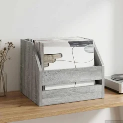 vidaXL Vinyl Album Doos Grijs Sonoma 38 x 30 x 29 cm Bewerkt hout