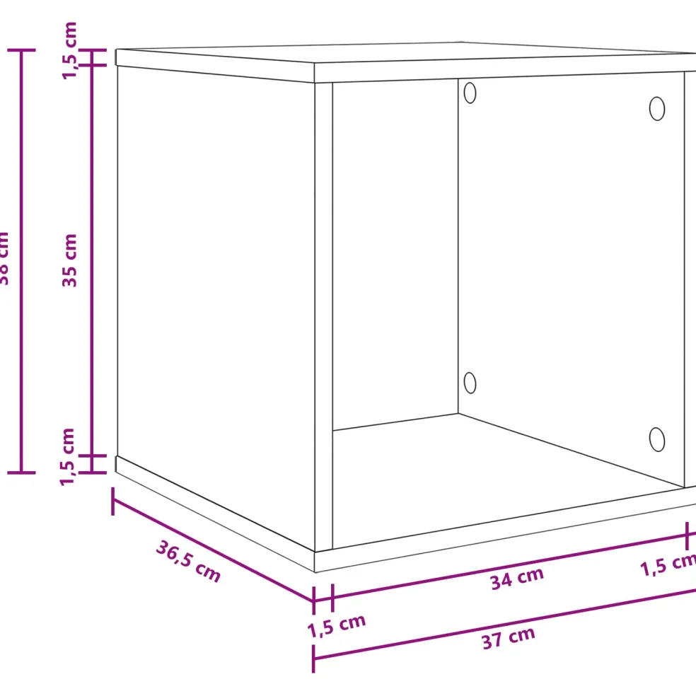 vidaXL Vinyl Album Doos Oud hout 37 x 36,5 x 38 cm Bewerkt hout