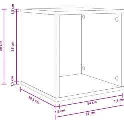 vidaXL Vinyl Album Doos Zwart eiken 37 x 36,5 x 38 cm Bewerkt hout