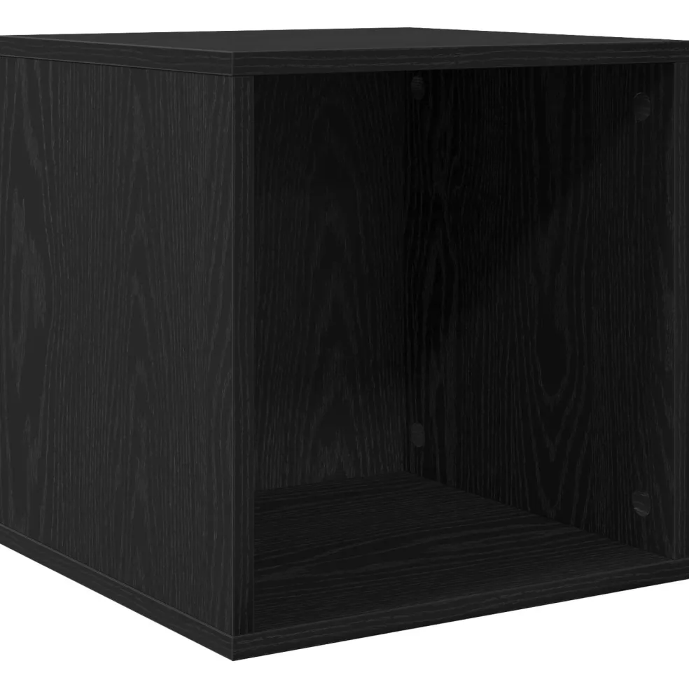 vidaXL Vinyl Album Doos Zwart eiken 37 x 36,5 x 38 cm Bewerkt hout