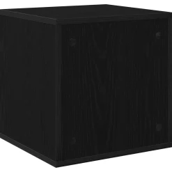 vidaXL Vinyl Album Doos Zwart eiken 37 x 36,5 x 38 cm Bewerkt hout