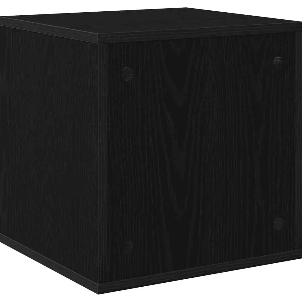 vidaXL Vinyl Album Doos Zwart eiken 37 x 36,5 x 38 cm Bewerkt hout