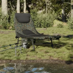 vidaXL Visbed met verstelbare modderpoten inklapbaar camouflage