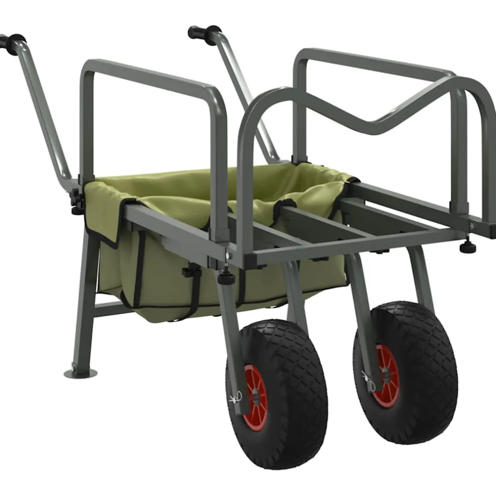 vidaXL Viskar met 2 wielen gepoedercoat staal groen