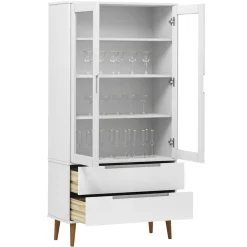vidaXL Vitrinekast MOLDE 90x35x175 cm massief grenenhout wit
