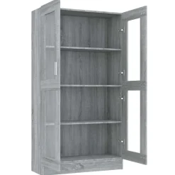 vidaXL Vitrinekast 82,5x30,5x150 cm bewerkt hout grijs sonoma eiken