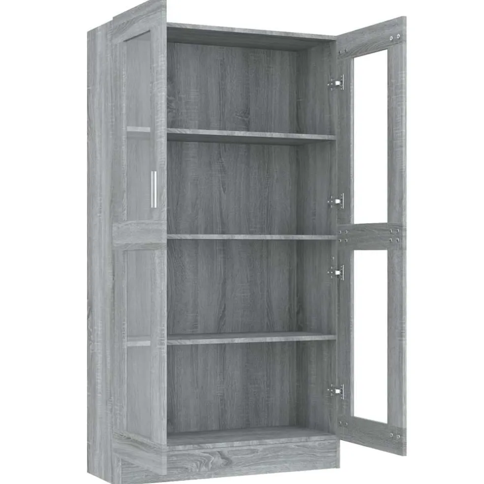 vidaXL Vitrinekast 82,5x30,5x150 cm bewerkt hout grijs sonoma eiken