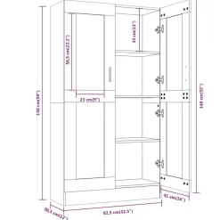 vidaXL Vitrinekast 82,5x30,5x150 cm bewerkt hout gerookt eikenkleurig