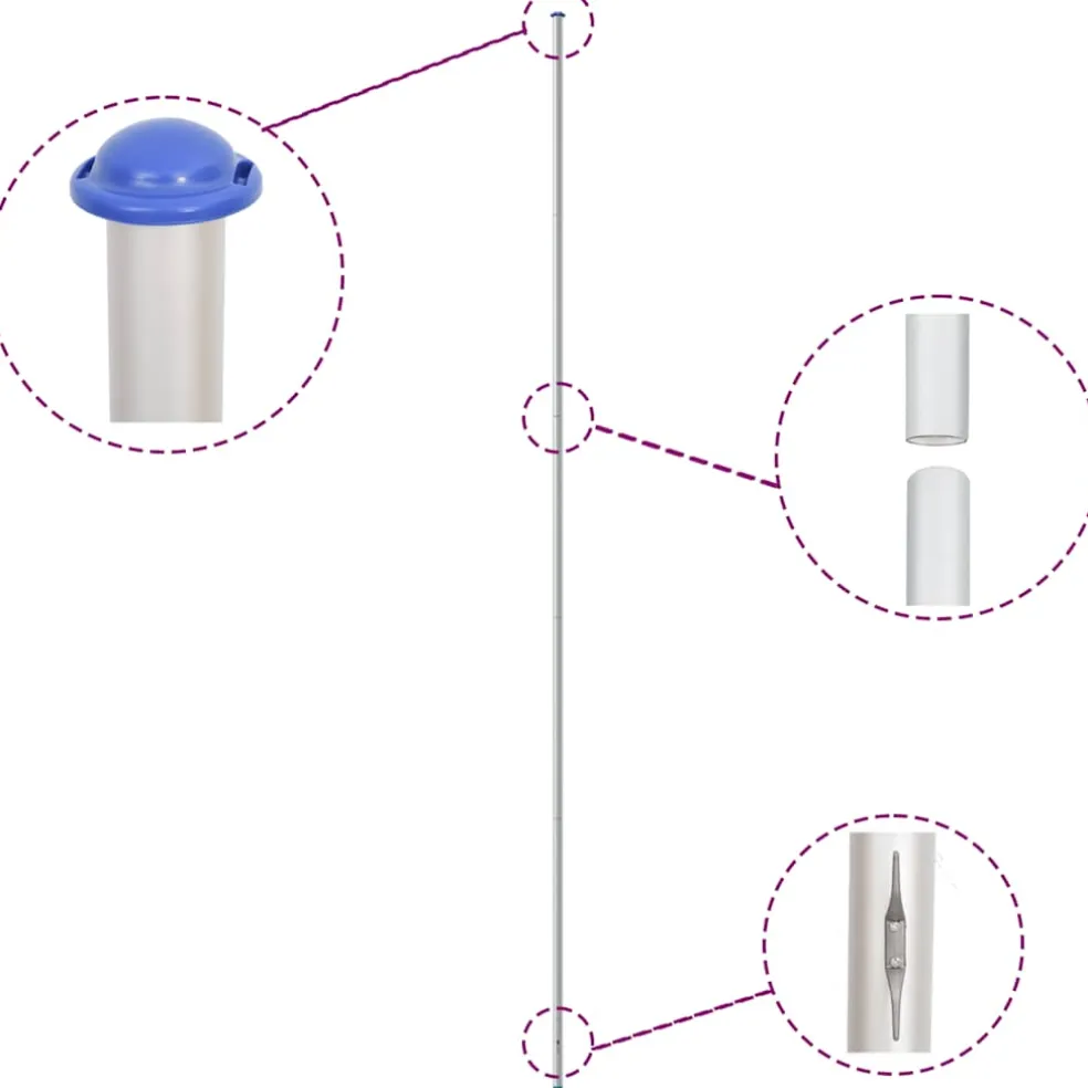 vidaXL Vlag met vlaggenmast België 6,08 m aluminium