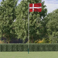 vidaXL Vlag met vlaggenmast Denemarken 6,08 m aluminium