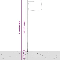 vidaXL Vlag met vlaggenmast Denemarken 6,08 m aluminium