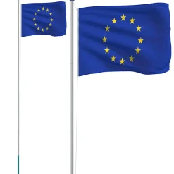 vidaXL Vlag met vlaggenmast Europa 6,08 m aluminium