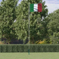 vidaXL Vlag met vlaggenmast Italië 6,08 m aluminium
