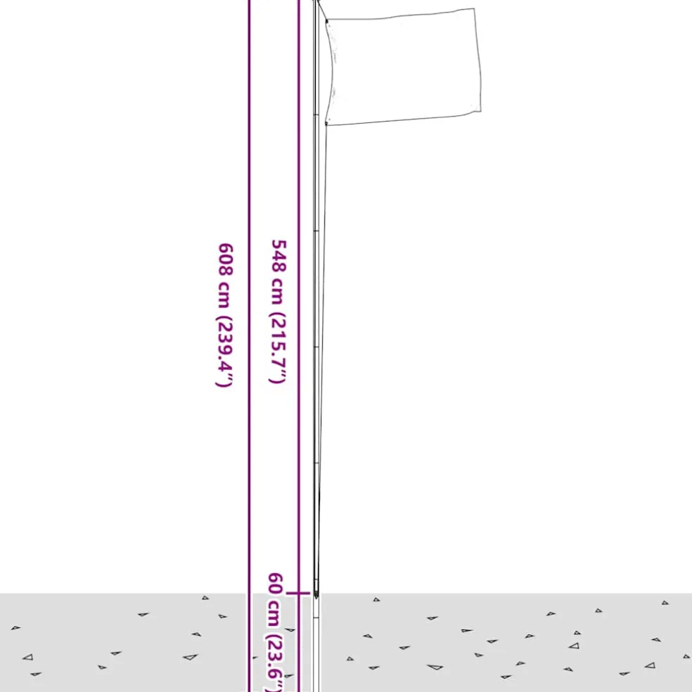 vidaXL Vlag met vlaggenmast Kroatië 6,08 m aluminium
