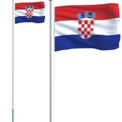 vidaXL Vlag met vlaggenmast Kroatië 6,08 m aluminium