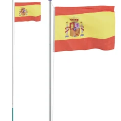 vidaXL Vlag met vlaggenmast Spanje 6,08 m aluminium