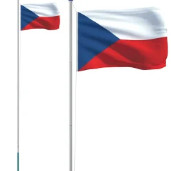 vidaXL Vlag met vlaggenmast Tsjechië 6,08 m aluminium