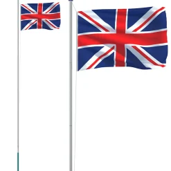 vidaXL Vlag met vlaggenmast Verenigd Koninkrijk 6,08 m aluminium