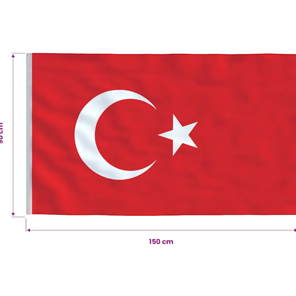vidaXL Vlag Turkije 90x150 cm